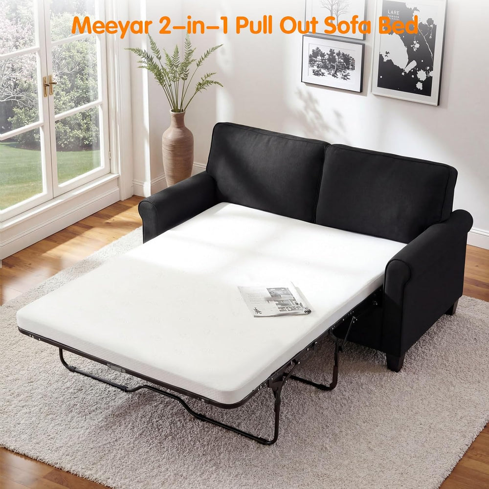 Pull Out Sofa Bed with Mattress, 57" Convertible Sofa Bed Loveseat, Twin...