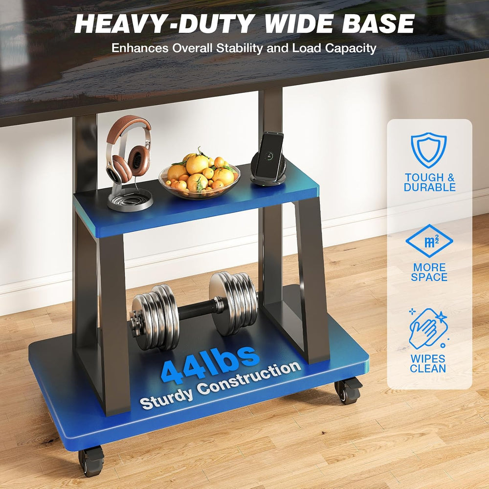 Rfiver Mobile TV Cart Rolling TV Stand for 37-75 inch TVs Up to 150lbs | Heav...