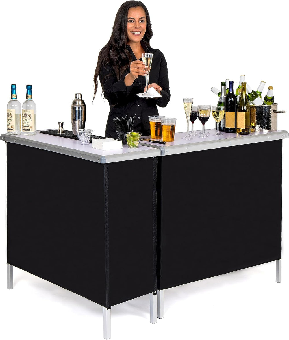 GoBar Portable Double Bar Table Set - Mobile Bartender Station for Events - I...