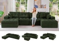 MAXYOYO 132" U Shaped Modular Sectional Sofa with 2 Ottomans, Cloud Boneless Couch with Layered Cushion, Flexible Module Combination Sofa for Living Room, No Assembly Required, Dark Green