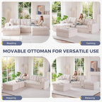 MAXYOYO 104" U Shaped Modular Sectional Sofa with 2 Ottomans, Cloud Boneless Couch with Layered Cushion, Flexible Module Combination Sofa for Living Room, No Assembly Required, Beige