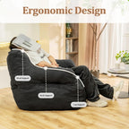 Jumbo Plush Bean Bag Chair for Adults with Head & Back Support - Extra Large Durable Tear-Resistant Fabric (Small)
