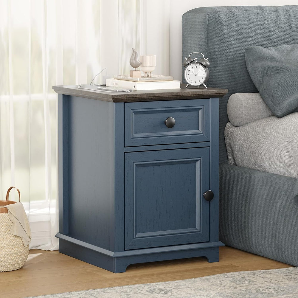 REDAYFUR 24" Tall End Table with Fast Charging Station, Square Side Tabl...