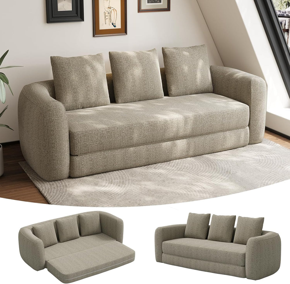 Curved Convertible Futon Sofa Bed,Modern Sleeper Couch,Curved Modern 3 Seater...