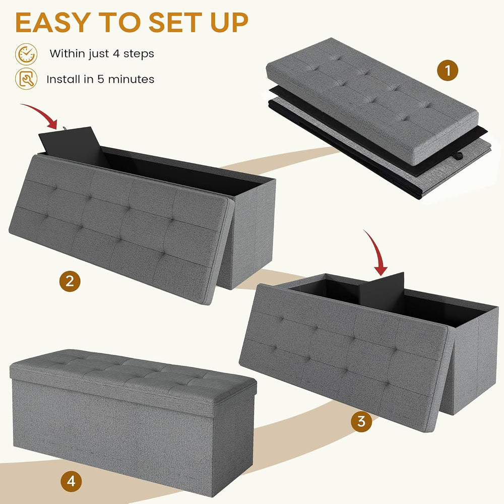 KROFEM 43.5" Folding Storage Ottoman Bench,Rectangle Foot Rest Stool for...