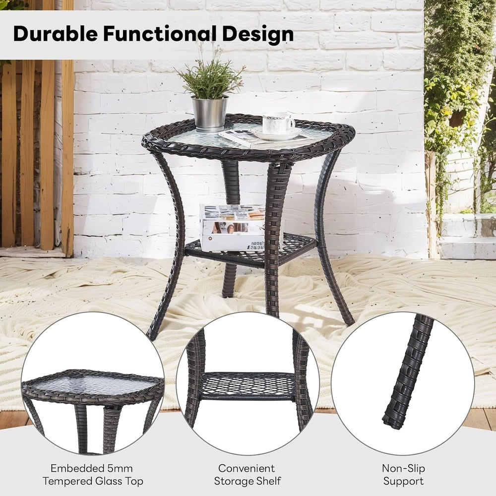 Belord Outdoor Furniture Set Patio Wicker Chairs, 3 Peices Porch Rattan Furni...