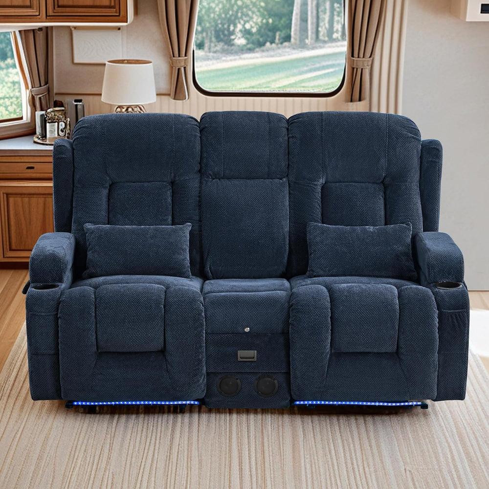 TUNYI Wall Hugger Power Loveseat Recliner - RV Reclining Loveseat with Consol...