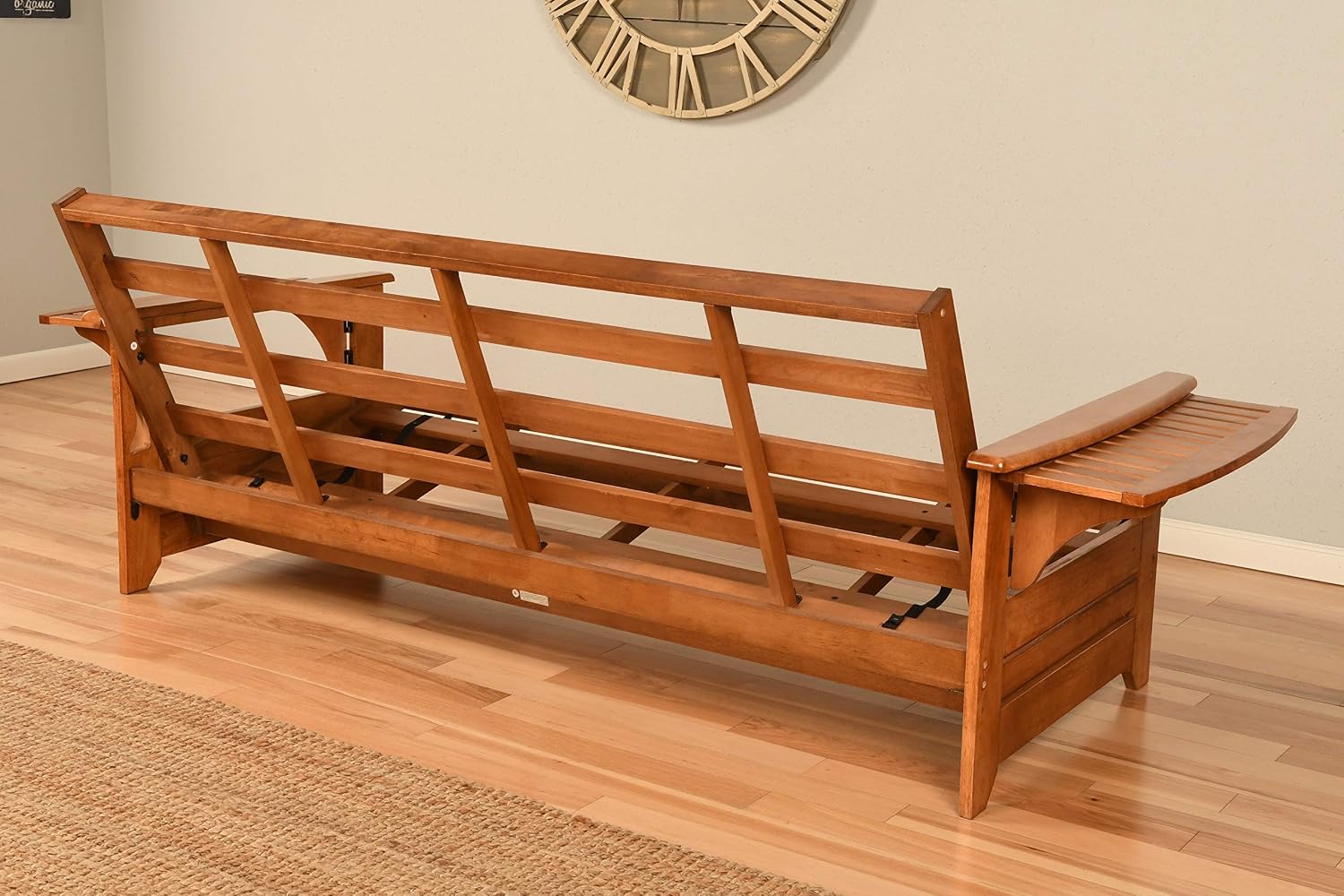 Kodiak Phoenix Futon Sofa Bed with Wooden Frame and Linen Stone Mattress, Convertible Futon Couch Bed and Full Size Futon for Living Room, Barbados