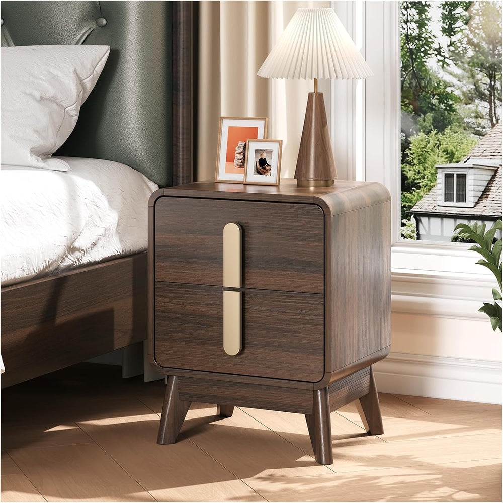 JOINICE Mid Century Modern Night Stand Set of 2 for Bedroom, Walnut
