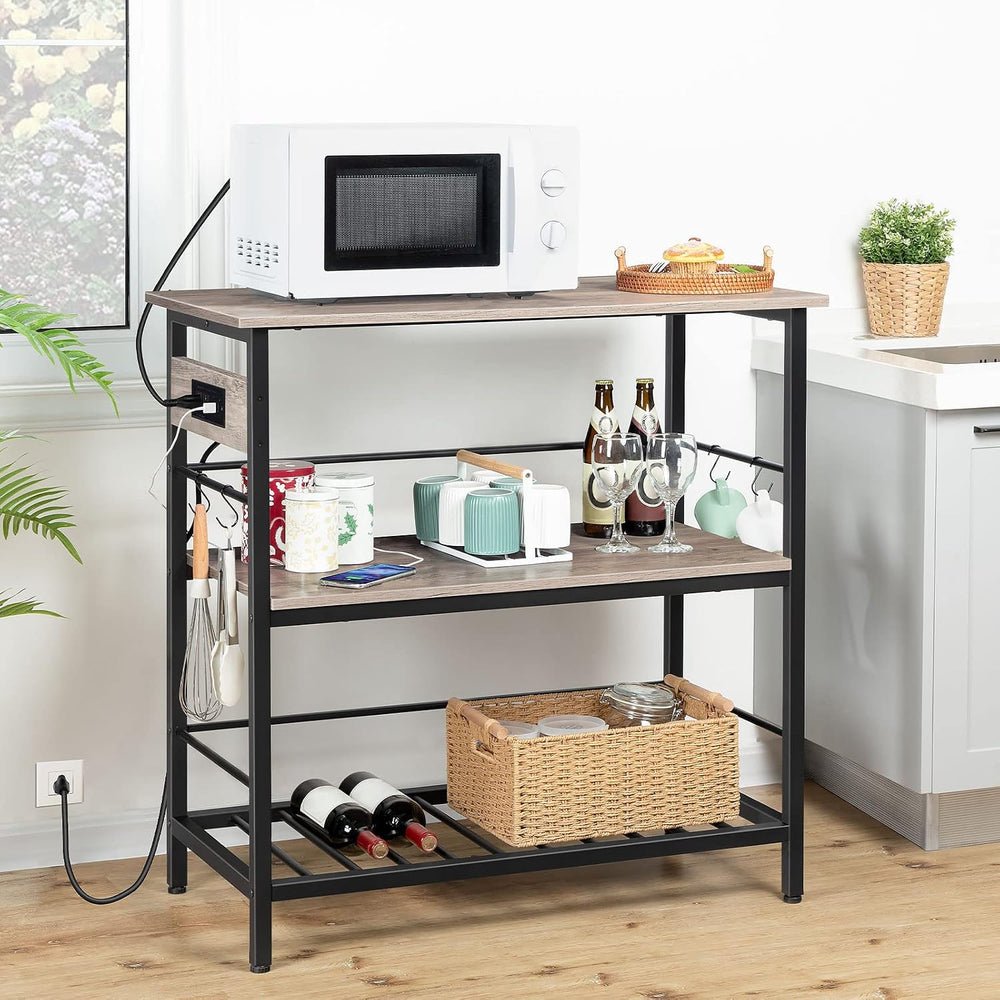 HOOBRO Kitchen Island with Storage, Kitchen Island Table with Power Outlet, 3...