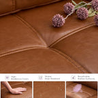 TYBOATLE Brown Sofa Couch Sectional Couches for Living Room, Comfy Faux Leather Modular Convertible L Shaped Sofas with USB & Ottoman, Leather Sectional with Side Pockets for RV Apartment Office