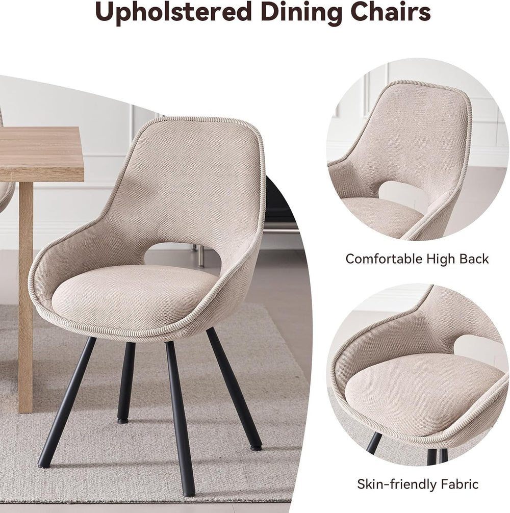 Swivel Dining Chair Set of 2, Modern Upholstered Fabric Kitchen Chairs with T...