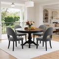 Upholstered Dining Chairs Set of 4, Mid Century Modern Dining Kitchen Chairs with Solid Wood Legs & Fabric Backret for Kitchen and Dining Rome, Grey