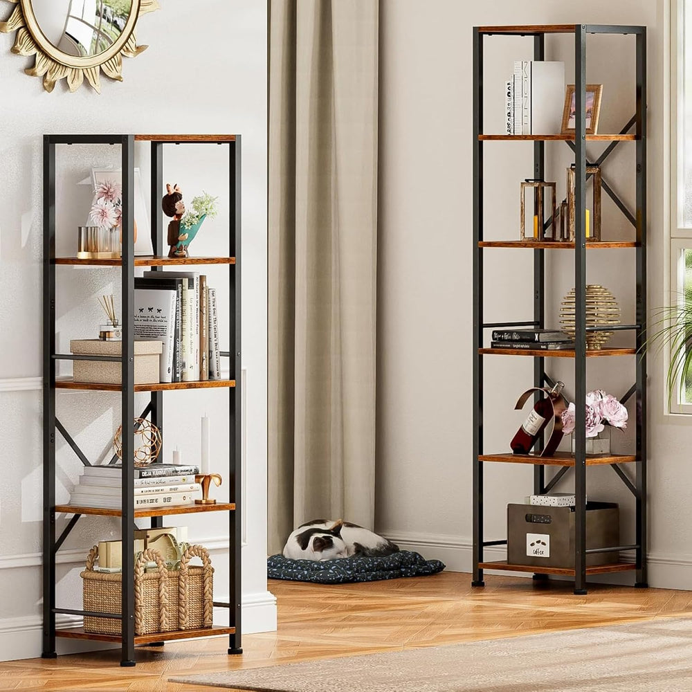 Furologee 6 Tier Tall Bookshelf, Industrial Narrow Bookcase, Display Standing...