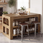Tribesigns Kitchen Island with Seating and Storage, 55-Inch Island Table | Wooden Kitchen Island with 3 Shelves, Large Countertop, Counter Height Table for Kitchen, Dining Room, Rustic Brown