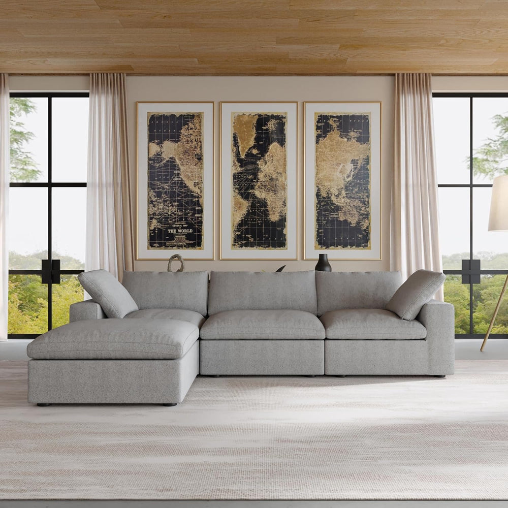 JACH L-Shaped Cloud Sectional Sofa for Living Room, Modular Convertible Sofa,...