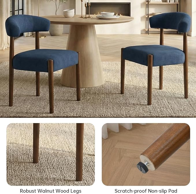 VKNOW Wooden Dining Chairs Set of 4, Modern Upholstered Dining Room Chairs wi...