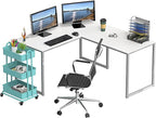 SHW Mission 55 x 60 Inches L-Shape Home Office Computer Desk, White