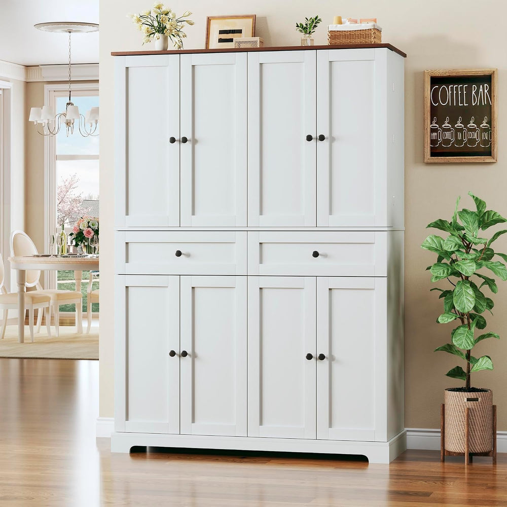 HUAHUU 71" Kitchen Pantry Cabinet with 6 Door Shelves, Tall Pantry Stora...