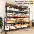 82" H Storage Shelves 3300LBS Heavy Duty Shelving Unit with Wheels & Feet, 5-Tiers Garage Shelving for Pantry Garage Kitchen Home Commercia, 82.6" H x 59" W x 23.9" D