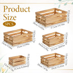 5 Pcs Decorative Nesting Wooden Crates for Storage Display Rustic, Large Torched Wood Storage Crates, Large Farmhouse Wooden Basket with Handle for Storages Container and Decorations, 5 Size