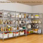 Himimi Storage Shelves-5 Tier Heavy Duty Wire Shelving Unit with Leveling Feet, 1500LBS Adjustable Metal Shelves Organizer for Kitchen Garage Pantry Laundry, 60" W*14" D*72" H, Silver