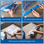 Spacesaver 16 Pack Roll Up Vacuum Storage Bags for Blankets & Clothes - Vacuum Sealed Compression Bags with Hand Pump - Space Saver Storage Bag for Bedding, Moving, Travel & Organization (8S & 8M)