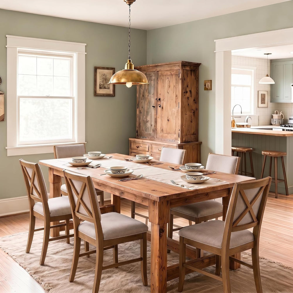 Upholstered Dining Chairs Set of 6 Farmhouse Kitchen Chairs with Cross Back A...
