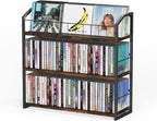 3-Tier CD Holder, CD Storage and Rack for Display, Storage Organizer with Display Top Shelf, Premium Holder Shelf for Home, Office and Kitchen Counter Organizer Rack, Holds 123 CDs