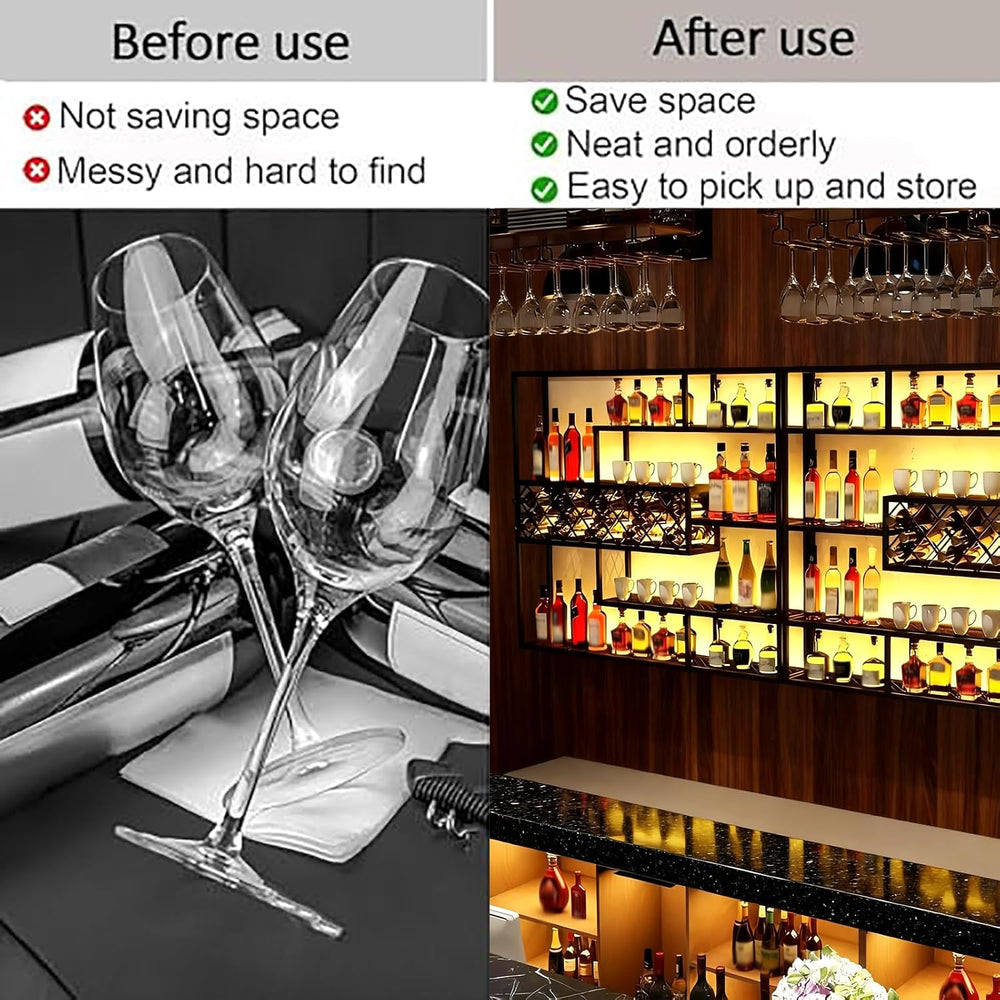 78.7IN Large Metal 4 Tier Wall Mount Wine Rack with LED Light | Wall Mounted,...