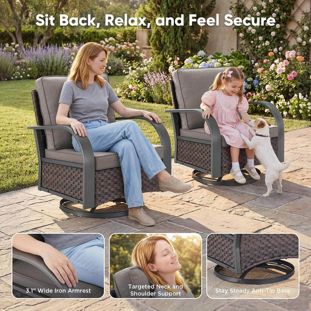 Belord Outdoor Swivel Rocker Patio Chairs of 2, Patio Conversation Glider Set...