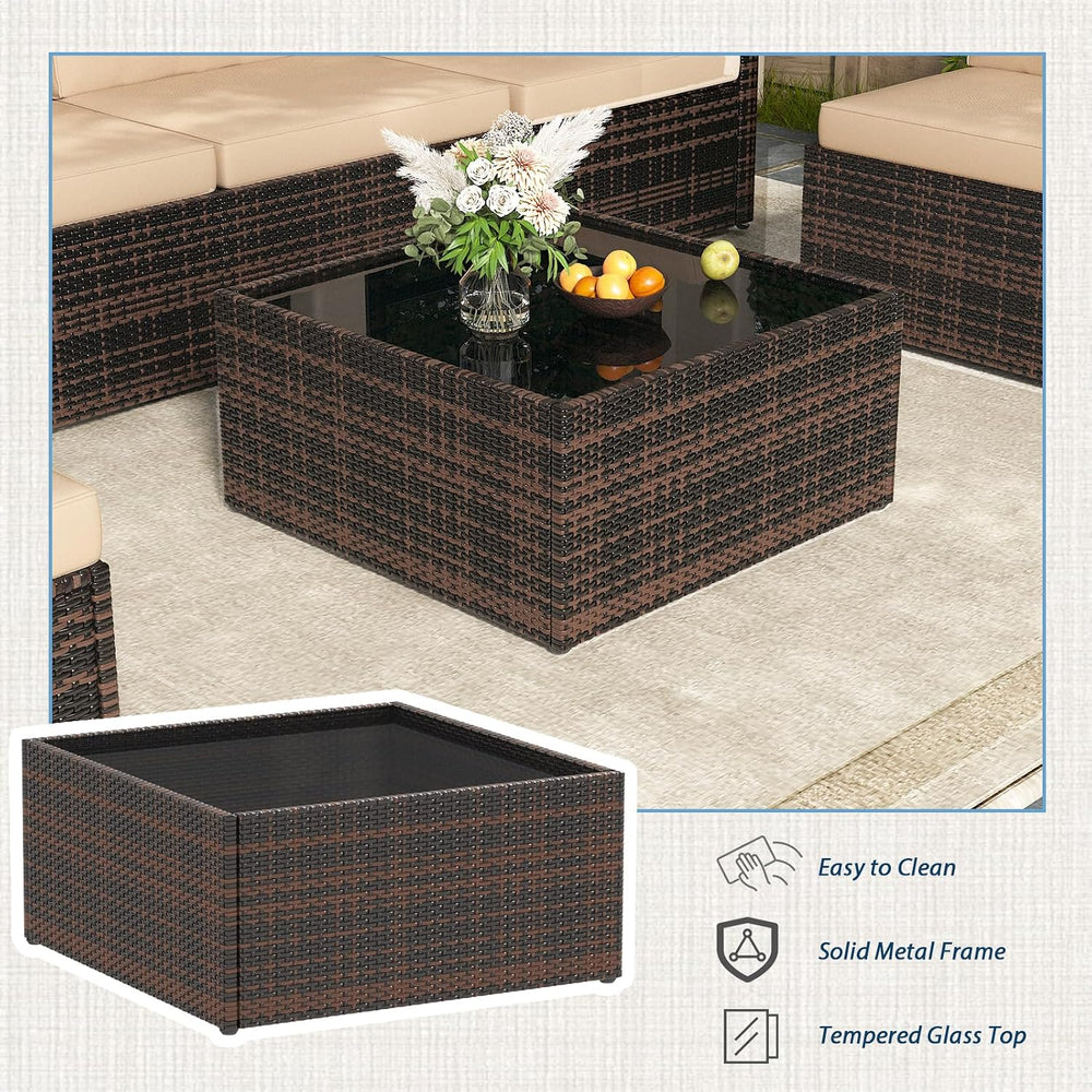 AECOJOY 7 Piece Outdoor Patio Furniture Set, Outdoor Sectional Conversation F...