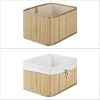 Relaxdays Set of Bamboo Storage Baskets, HxWxD: 17.5 x 32 x 23 cm, Set of 4 Bins for the Shelf or Closet, Natural Brown