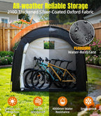 Housolution Bike Storage Tent Shed for 3 Bikes, Outdoor Portable 210D Oxford Thick PU4000 Waterproof Bike Cover with Ventilated Window, Bike Tent Fit for Bicycle, Lawn Mower, Garden Tools