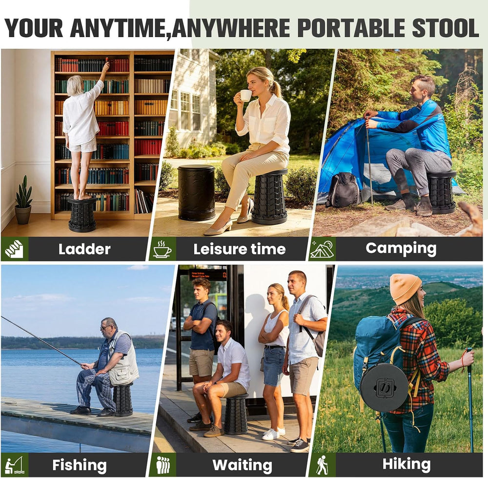 Upgraded XXL Collapsible Stool - Folding Stool Max 1000lb Capacity,Portable C...