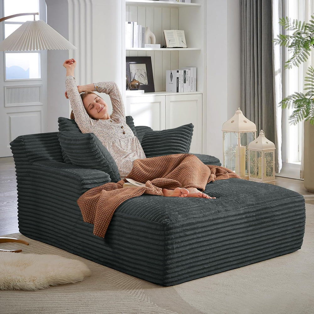Oversized Chaise Lounge Chair Indoor,50"W Upholstered Corduroy Couch wit...