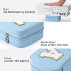 Parima Women's Jewelry Organizer | Necklace, Earring, Ring Organizer | Sky Blue, Letter V Travel Gift