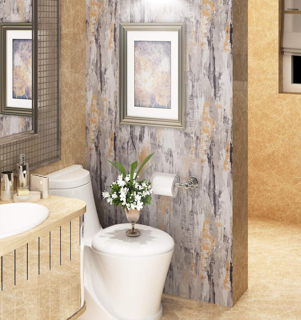 Livelynine 15.8X394 Inch Textured Concrete Wallpaper Peel and Stick for Walls...