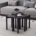 Stackable Stools Set of 4,Wood Stool,18 Inch Stool,Stacking Stools,Nesting Table,Sturdy and Durable,No Installation Required,Top Stackable Round Side Table (Black Barstool)