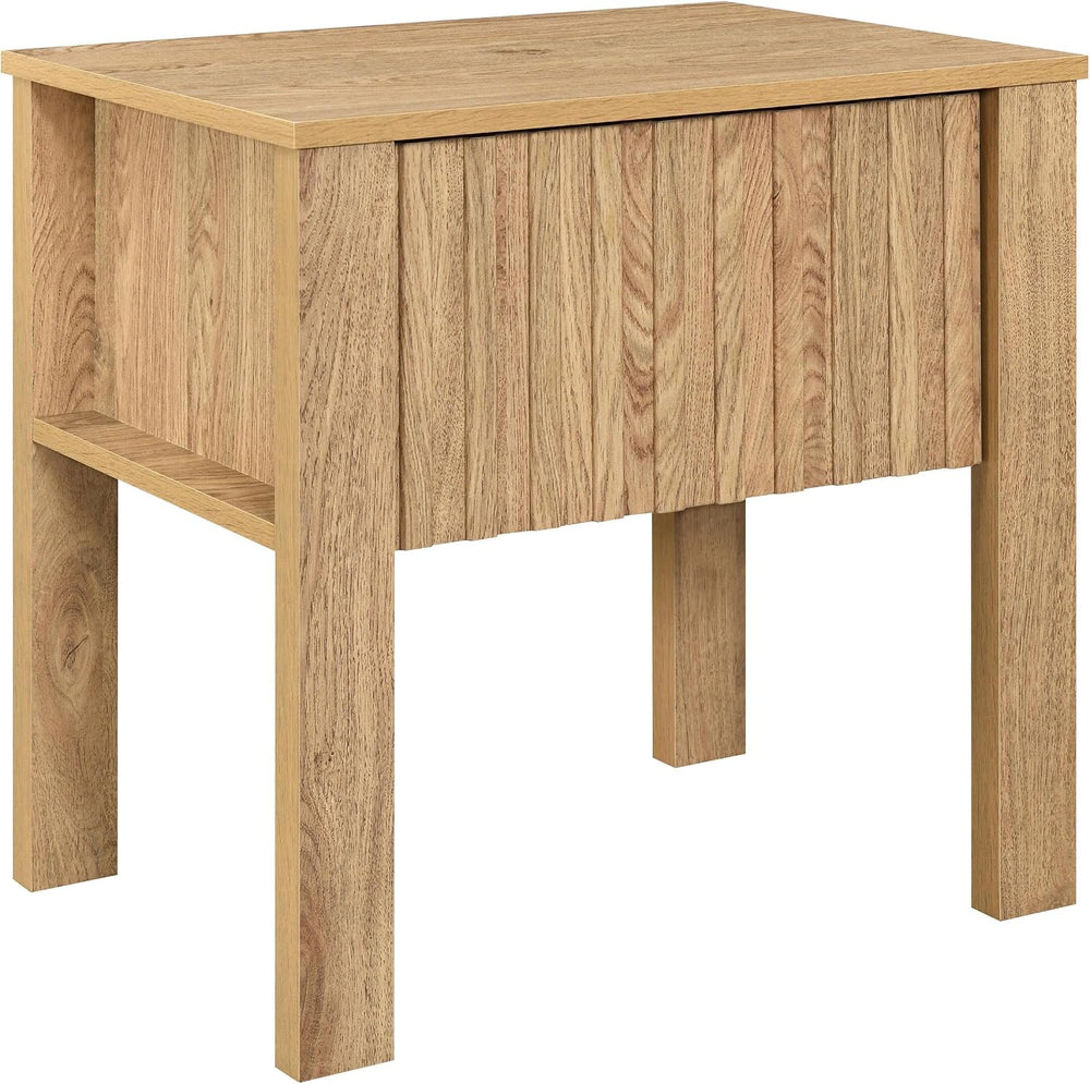 New Classic Furniture Thayer Wood 1-Drawer End Table/Bedside Table in Natural