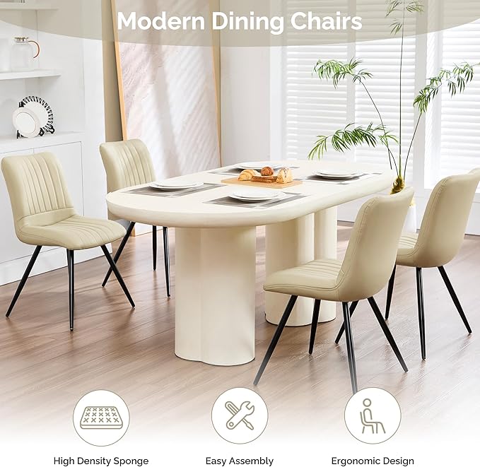 Dining Chairs Set of 2, Modern Dining Chairs with Thick Cushions, PU Leather ...