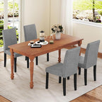 COSTWAY Fabric Armless Dining Chairs Set of 4, Upholstered Kitchen Side Chair w/Rubber Wood Legs, Padded Seat & High Backrest, Mid-Century Modern Accent Chairs for Living Room Restaurant (Light Gray)