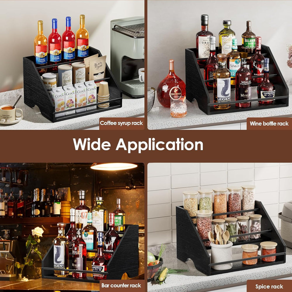 Nuovoware Coffee Syrup Rack, 3-Tier, Black | Hold 15 Bottles, Coffee Syrup Or...