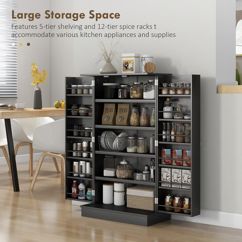 41" Modern Kitchen Pantry, Freestanding Storage Cabinet with 12 Door She...