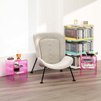 Clear Acrylic 3-Tier End Table/Nightstand – Sleek Bedside Storage with Durable Design, Perfect for Bedrooms, Living Rooms, or Modern Interiors – Ideal as a Bedside Table or Sofa Side Piece (Pink)