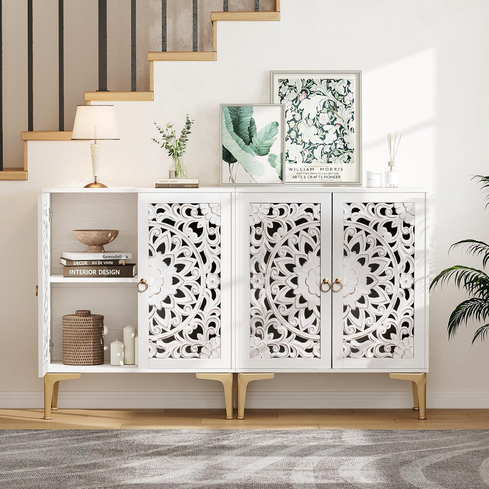 JOINICE 31.5" Accent Cabinet with Doors & Storage for Living Room,White