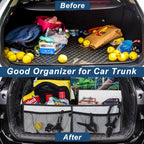 Deosk Car Trunk Organizer for SUV, Car Organizers and Storage with 6 Pocket, Car Accessories for Women/Men 70L Waterproof Polyester Trunk Organizer(Large, Beige)