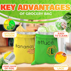 Banana & Lettuce Fresh Reusable Produce Bags – Vegetable & Fruit Storage Bags with Foil Lining for Freshness, Freezer & Refrigerator Safe