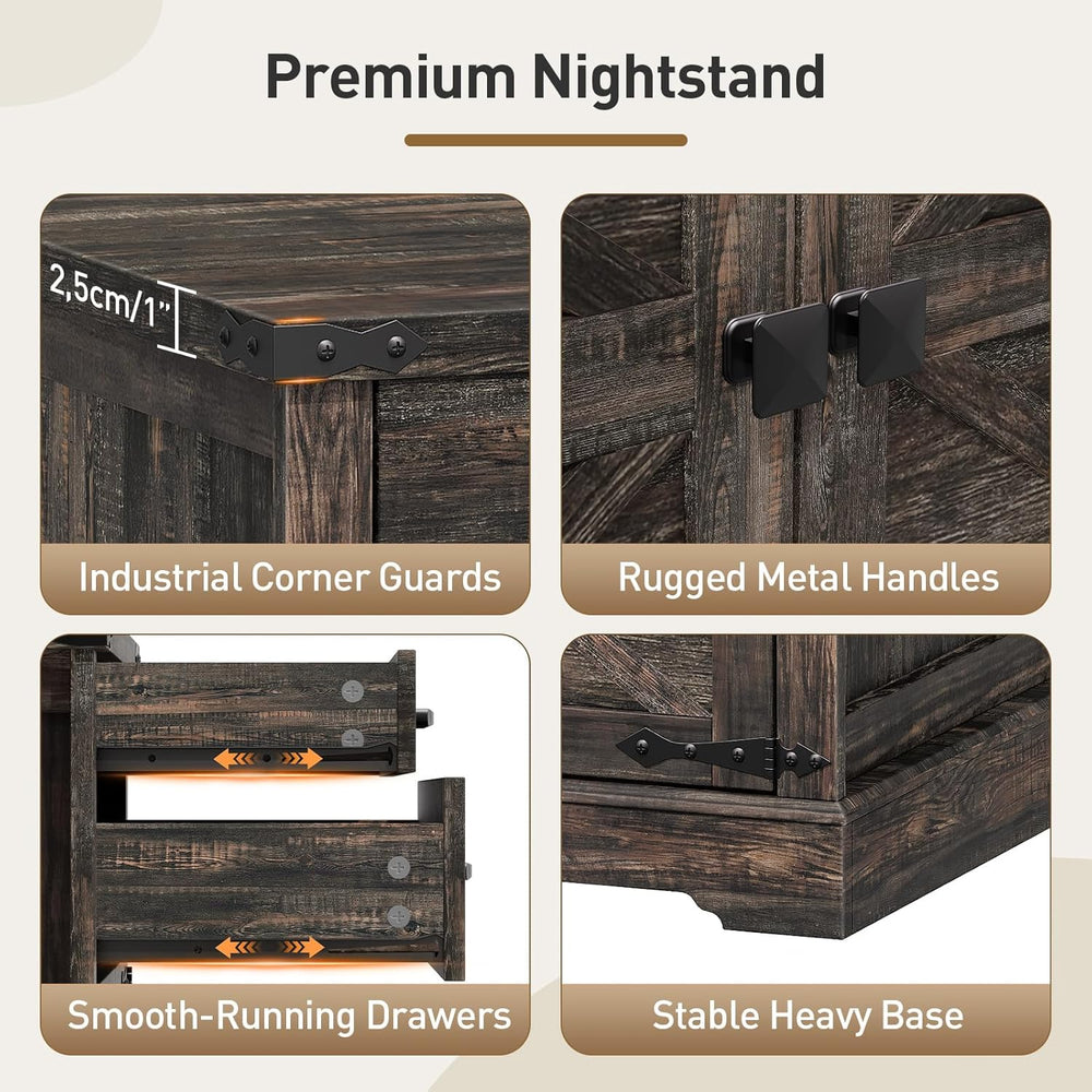 RALGEND Farmhouse End Table with Charging Station, 24'' Sofa Side Tab...