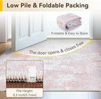Washable Area Rugs 5'x7' Non-Slip Modern Abstract Soft for Living Room Entryway Bedroom Nursery, Print Pattern, Grey Pink